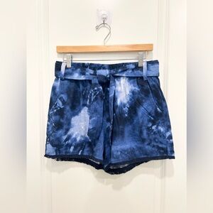 Blue Tie Dye Print High Waist 100% Cotton Short